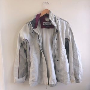 COLUMBIA, SKI/SNOW JACKET, COAT, CREAM AND PINK, HEAVY DUTY, MESH LINING,